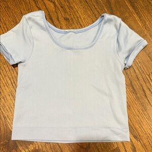 Athleta Girl Light Blue Ribbed Short Sleeve crop Top